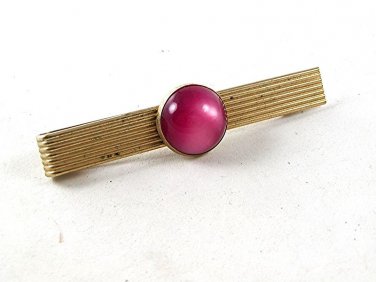 Vintage Gold Tone & Pink Tie Clasp 102516