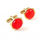 Gold Tone & Pink Orange Cufflinks 111716