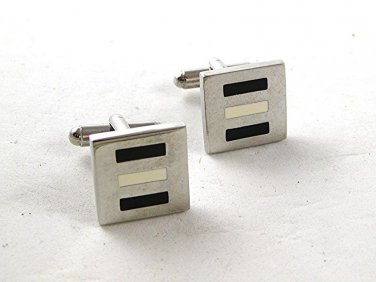 Silver Tone & Black & White Cufflinks 121916