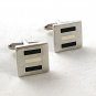 Silver Tone & Black & White Cufflinks 121916