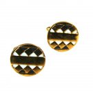 Vintage Gold Tone Black Blue Cufflinks Unbranded 122315