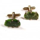 Goldtone & Green Stone Cufflinks Unbranded 102215