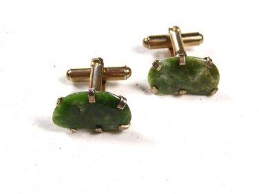 Goldtone & Green Stone Cufflinks Unbranded 102215