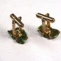 Goldtone & Green Stone Cufflinks Unbranded 102215