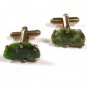Goldtone & Green Stone Cufflinks Unbranded 102215