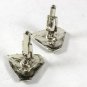 1970's Silver Tone & Black Lion or Panther Cufflinks Unbranded 51616