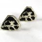 1970's Silver Tone & Black Lion or Panther Cufflinks Unbranded 51616