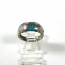 Southwest Sterling Silver Mother of Pearl & Blue Onyx Ring Size 7 by SU 81715