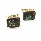 Vintage Mexican Sterling Silver & Abalone Cufflinks By M,A. 41416a