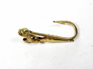 1940's - 60's Gold Tone Fish Hook Tie Clasp by SWANK.11515