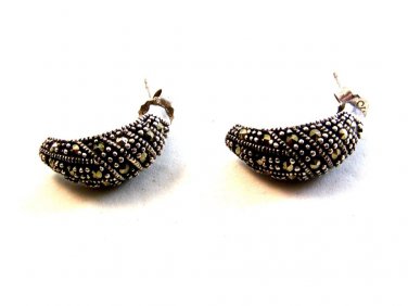 Vintage Sterling Silver & Marcasites Pierced Earrings