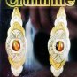 Western Rodeo Silvertone Goldtone Tiger Eye Pierced Earrings by CRUMRINE 22816