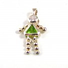 Sterling Silver & Green Triangle Charm 82217