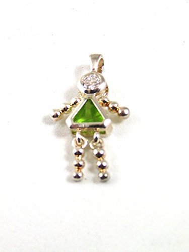 Sterling Silver & Green Triangle Charm 82217