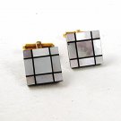 Gold Tone & Black & Mother of Pearl 1/20th 14K GF Cufflinks 121616