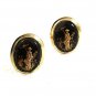 Vintage Goldtone Black Oriental Man Umbrella In Garden Cufflinks 8417