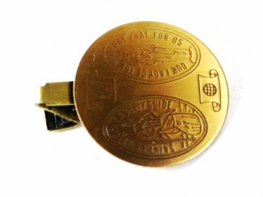 1950's - 1960's Gold Tone Catholic St. Christopher Tie Clasp Unbranded 22916