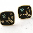 Gold Tone & Black Bumble Bee Cufflinks PAT NO. 2472958 111516