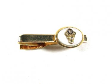 Vintage Gold Tone White Fraternal Order of Elks Tie Clasp Unbranded 53016
