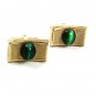 Vintage Gold Tone Malachite Cufflinks By S In Shield 22717