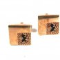 Vintage Gold Tone & Black Lion Passant Cufflinks By HICKOK USA 52316