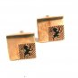Vintage Gold Tone & Black Lion Passant Cufflinks By HICKOK USA 52316