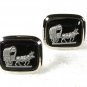 Large Vintage Silvertone & Black Ox Bull Cart Wagon Cufflinks Unbranded 32616
