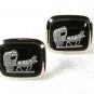 Large Vintage Silvertone & Black Ox Bull Cart Wagon Cufflinks Unbranded 32616