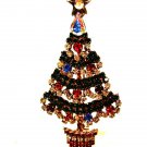 Goldtone Sparkley Rhinestone Christmas Tree Brooch Unbranded 8415
