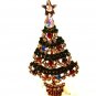 Goldtone Sparkley Rhinestone Christmas Tree Brooch Unbranded 8415