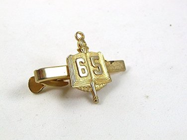 1965 Goldtone School Key Charm Tie Clasp By HICKOK USA 32117