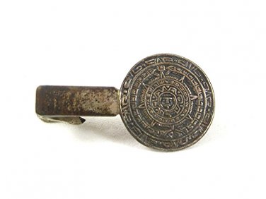 Vintage TAXCO Sterling Silver Aztec Calender Tie Clasp MADE IN MEXICO 6317