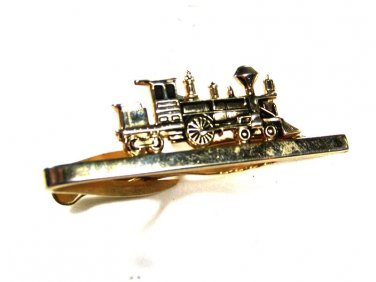 Goldtone Train / locomotive Tie Clasp by Hickok USA 82515