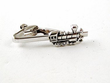 1950-60's Silver Tone Train Steam Locomotive Tie Clasp By SHIELDS 91916
