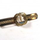 1940's - 50's Goldtone Hand Painted Sail Boat Tie Clasp Unbranded.101615