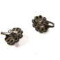 1940's - 50's Sterling Silver Handmade Flower Screw Back Earrings Unbranded 8715