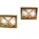 1970's Gold Tone & White Golf Clubs Cufflinks by Swank 11816