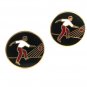 Vintage Silver Tone Black Red White Bowling Cufflinks By SWANK 12016