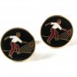 Vintage Silver Tone Black Red White Bowling Cufflinks By SWANK 12016