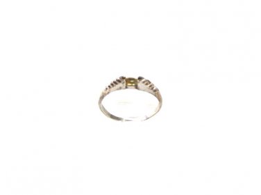 Vintage Sterling Silver Yellow Rhinestone Band Ring Sz 9 61016