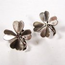 1940's - 50's Sterling Silver 4 Leaf Clover Screw Back Earrings Unbranded 8715