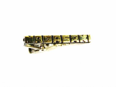 Goldtone Black Silvertone NAGASAKI Tie Clasp Unbranded Japanese Writing