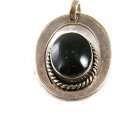 Vintage Taxco Sterling Silver Black Onyx Pendant By TH-43 72017
