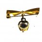 Goldtone & Silvertone Bell Rings With Writing Brooch Unbranded 82515