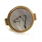 Vintage Mother of Pearl Horse Head Riding Crop Tie Clasp 62617