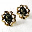 Silvertone Black Greek Warrior Pericles ??? Cufflinks By SWANK 32616