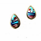 Southwest Sterling Silver Turquoise Coral Mother Pearl Earrings Unbranded 11615