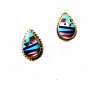 Southwest Sterling Silver Turquoise Coral Mother Pearl Earrings Unbranded 11615