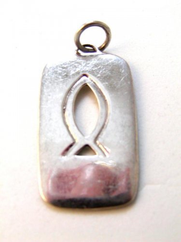 Vintage Sterling Silver Christain Fish Id Tag Symbol Pendant