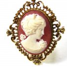 Art Vintage Goldtone Lady Cameo Locket Pendant by AVON 73115